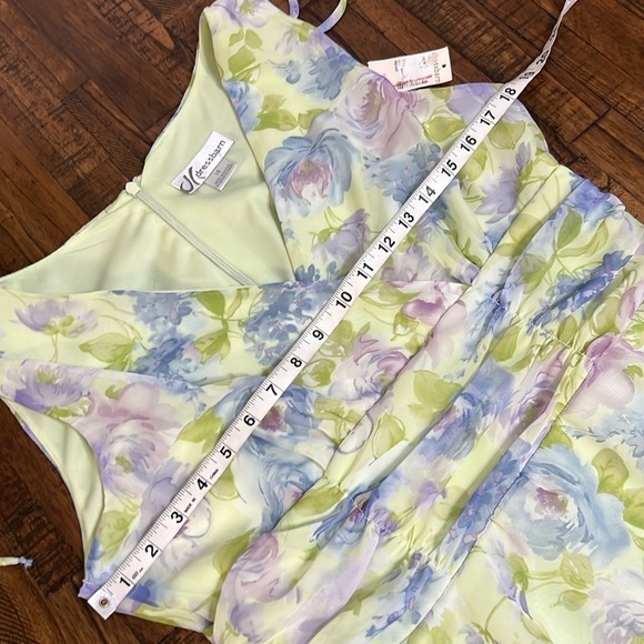 NWT dressbarn VTG pastels chiffon lined midi green yellow blue purple 14 - Picture 14 of 16